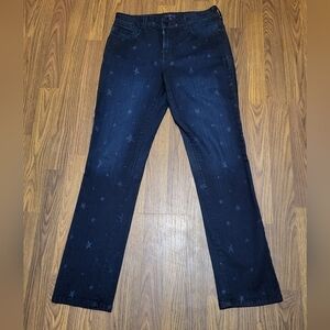 NYDJ Lift Tuck Technology Skinny Jeans Women’s 8 Star Print Made In USA Blue B54